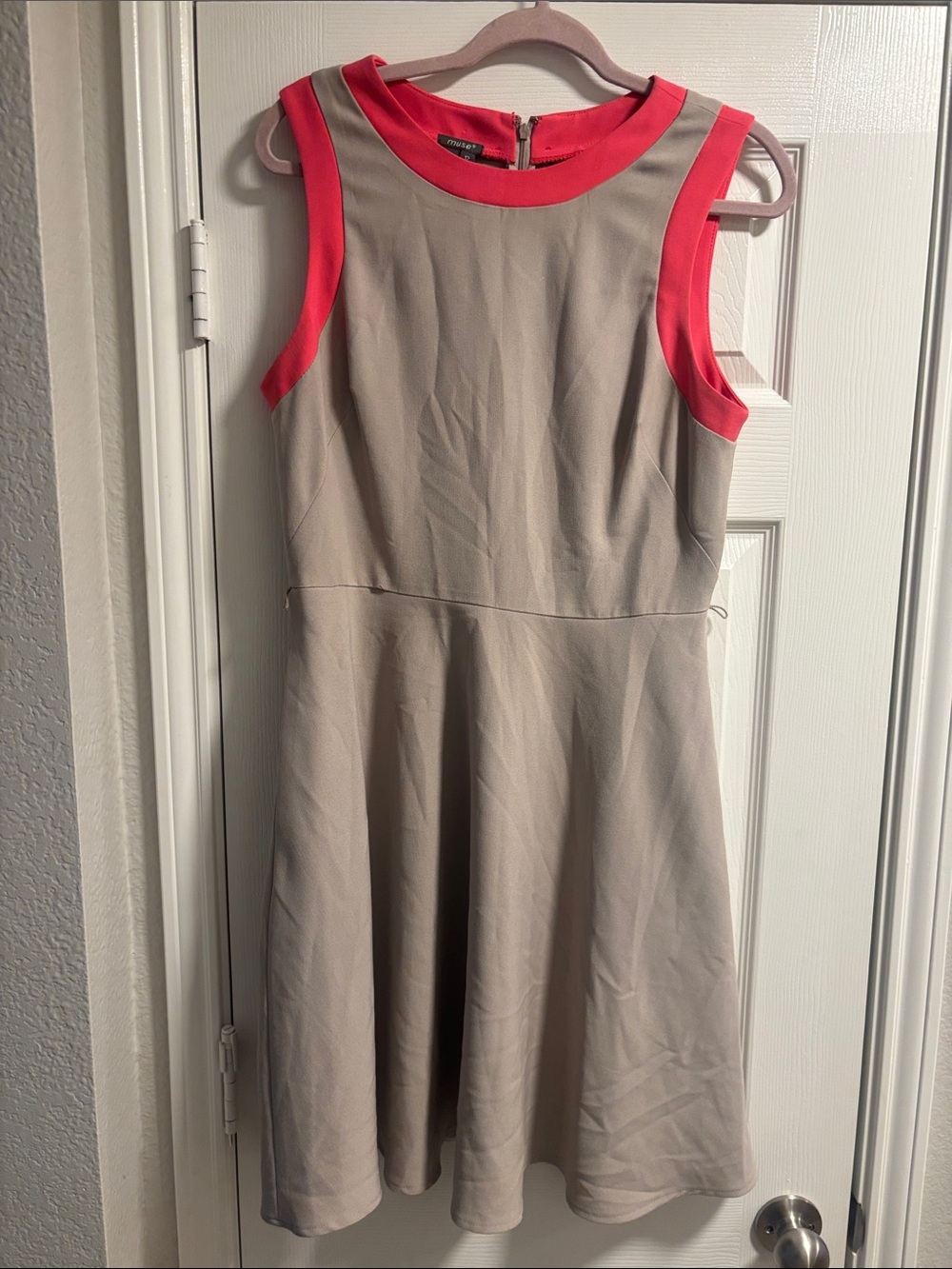 Muse dress size 12 midi tan salmon color